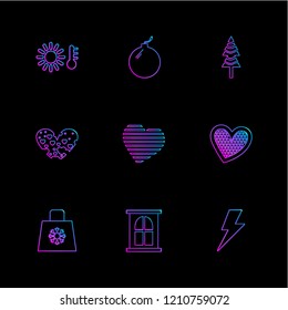 Set of 9 icons, for web, internet, mobile apps, interface design: business, finance, shopping, communication, fitness, computer, media, transportation, travel, easter, christmas, summer, device