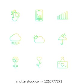 Set of 9 icons, for web, internet, mobile apps, interface design: business, finance, shopping, communication, fitness, computer, media, transportation, travel, easter, christmas, summer, device