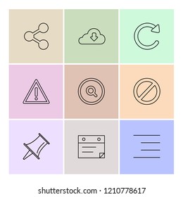 Set of 9 icons, for web, internet, mobile apps, interface design: business, finance, shopping, communication, fitness, computer, media, transportation, travel, easter, christmas, summer, device