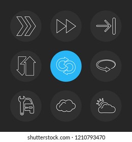 Set of 9 icons, for web, internet, mobile apps, interface design: business, finance, shopping, communication, fitness, computer, media, transportation, travel, easter, christmas, summer, device