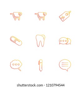 Set of 9 icons, for web, internet, mobile apps, interface design: business, finance, shopping, communication, fitness, computer, media, transportation, travel, easter, christmas, summer, device