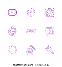 Set of 9 icons, for web, internet, mobile apps, interface design: business, communication, fitness, computer, media, transportation, device