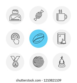 Set of 9 icons, for web, internet, mobile apps, interface design: business, finance, shopping, communication, fitness, computer, media, transportation, travel, easter, christmas, summer, device
