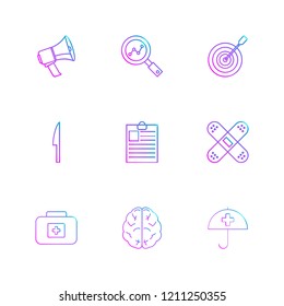 Set of 9 icons, for web, internet, mobile apps, interface design: business, finance, shopping, communication, fitness, computer, media, transportation, travel, easter, christmas, summer, device
