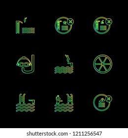 Set of 9 icons, for web, internet, mobile apps, interface design: business, finance, shopping, communication, fitness, computer, media, transportation, travel, easter, christmas, summer, device