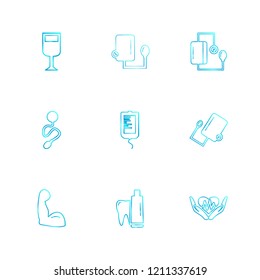 Set of 9 icons, for web, internet, mobile apps, interface design: business, finance, shopping, communication, fitness, computer, media, transportation, travel, easter, christmas, summer, device
