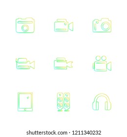 Set of 9 icons, for web, internet, mobile apps, interface design: business, finance, shopping, communication, fitness, computer, media, transportation, travel, easter, christmas, summer, device