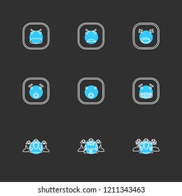 Set of 9 icons, for web, internet, mobile apps, interface design: business, finance, shopping, communication, fitness, computer, media, transportation, travel, easter, christmas, summer, device