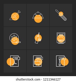 Set of 9 icons, for web, internet, mobile apps, interface design: business, finance, shopping, communication, fitness, computer, media, transportation, travel, easter, christmas, summer, device