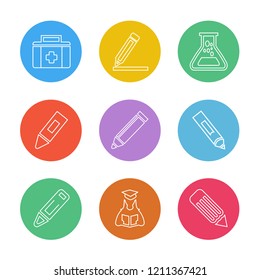 Set of 9 icons, for web, internet, mobile apps, interface design: business, finance, shopping, communication, fitness, computer, media, transportation, travel, easter, christmas, summer, device