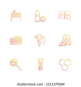 Set of 9 icons, for web, internet, mobile apps, interface design: business, finance, shopping, communication, fitness, computer, media, transportation, travel, easter, christmas, summer, device