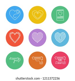 Set of 9 icons, for web, internet, mobile apps, interface design: business, finance, shopping, communication, fitness, computer, media, transportation, travel, easter, christmas, summer, device