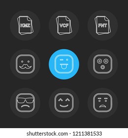Set of 9 icons, for web, internet, mobile apps, interface design: business, finance, shopping, communication, fitness, computer, media, transportation, travel, easter, christmas, summer, device