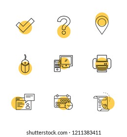 Set of 9 icons, for web, internet, mobile apps, interface design: business, finance, shopping, communication, fitness, computer, media, transportation, travel, easter, christmas, summer, device