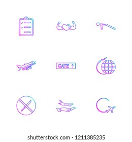 Set of 9 icons, for web, internet, mobile apps, interface design: business, finance, shopping, communication, fitness, computer, media, transportation, travel, easter, christmas, summer, device