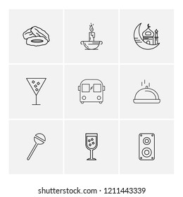 Set of 9 icons, for web, internet, mobile apps, interface design: business, finance, shopping, communication, fitness, computer, media, transportation, travel, easter, christmas, summer, device