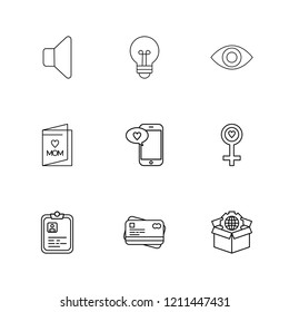 Set of 9 icons, for web, internet, mobile apps, interface design: business, finance, shopping, communication, fitness, computer, media, transportation, travel, easter, christmas, summer, device