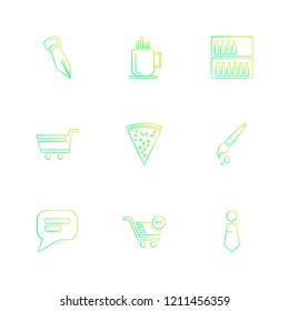 Set of 9 icons, for web, internet, mobile apps, interface design: business, finance, shopping, communication, fitness, computer, media, transportation, travel, easter, christmas, summer, device