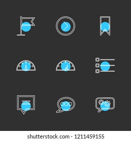 Set of 9 icons, for web, internet, mobile apps, interface design: business, finance, shopping, communication, fitness, computer, media, transportation, travel, easter, christmas, summer, device