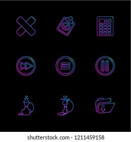 Set of 9 icons, for web, internet, mobile apps, interface design: business, finance, shopping, communication, fitness, computer, media, transportation, travel, easter, christmas, summer, device