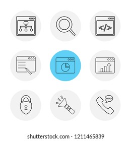 Set of 9 icons, for web, internet, mobile apps, interface design: business, finance, shopping, communication, fitness, computer, media, transportation, travel, easter, christmas, summer, device