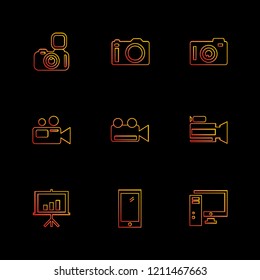 Set of 9 icons, for web, internet, mobile apps, interface design: business, finance, shopping, communication, fitness, computer, media, transportation, travel, easter, christmas, summer, device