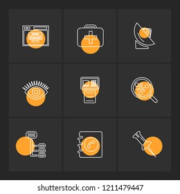 Set of 9 icons, for web, internet, mobile apps, interface design: business, finance, shopping, communication, fitness, computer, media, transportation, travel, easter, christmas, summer, device