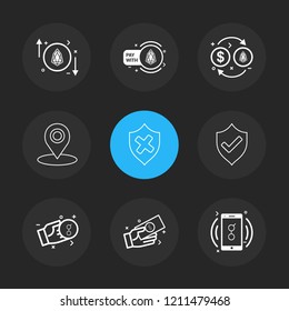 Set of 9 icons, for web, internet, mobile apps, interface design: business, finance, shopping, communication, fitness, computer, media, transportation, travel, easter, christmas, summer, device