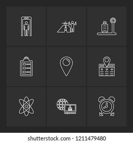 Set of 9 icons, for web, internet, mobile apps, interface design: business, finance, shopping, communication, fitness, computer, media, transportation, travel, easter, christmas, summer, device
