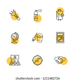 Set of 9 icons, for web, internet, mobile apps, interface design: business, finance, shopping, communication, fitness, computer, media, transportation, travel, easter, christmas, summer, device