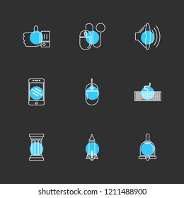 Set of 9 icons, for web, internet, mobile apps, interface design: business, finance, shopping, communication, fitness, computer, media, transportation, travel, easter, christmas, summer, device