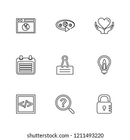 Set of 9 icons, for web, internet, mobile apps, interface design: business, finance, shopping, communication, fitness, computer, media, transportation, travel, easter, christmas, summer, device
