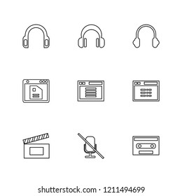 Set of 9 icons, for web, internet, mobile apps, interface design: business, finance, shopping, communication, fitness, computer, media, transportation, travel, easter, christmas, summer, device