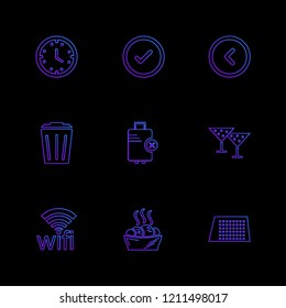 Set of 9 icons, for web, internet, mobile apps, interface design: business, finance, shopping, communication, fitness, computer, media, transportation, travel, easter, christmas, summer, device