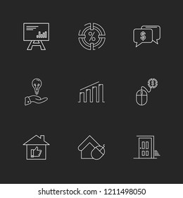 Set of 9 icons, for web, internet, mobile apps, interface design: business, finance, shopping, communication, fitness, computer, media, transportation, travel, easter, christmas, summer, device