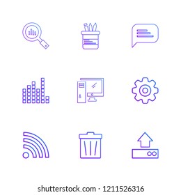 Set of 9 icons, for web, internet, mobile apps, interface design: business, finance, shopping, communication, fitness, computer, media, transportation, travel, easter, christmas, summer, device