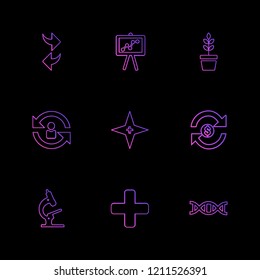 Set of 9 icons, for web, internet, mobile apps, interface design: business, finance, shopping, communication, fitness, computer, media, transportation, travel, easter, christmas, summer, device