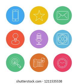 Set of 9 icons, for web, internet, mobile apps, interface design: business, finance, shopping, communication, fitness, computer, media, transportation, travel, easter, christmas, summer, device