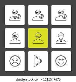 Set of 9 icons, for web, internet, mobile apps, interface design: business, finance, shopping, communication, fitness, computer, media, transportation, travel, easter, christmas, summer, device