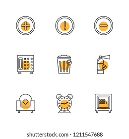 Set of 9 icons, for web, internet, mobile apps, interface design: business, finance, shopping, communication, fitness, computer, media, transportation, travel, easter, christmas, summer, device