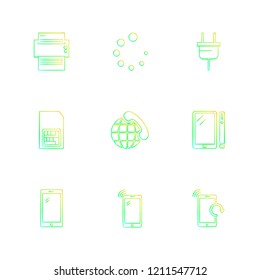 Set of 9 icons, for web, internet, mobile apps, interface design: business, finance, shopping, communication, fitness, computer, media, transportation, travel, easter, christmas, summer, device