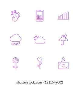 Set of 9 icons, for web, internet, mobile apps, interface design: business, finance, shopping, communication, fitness, computer, media, transportation, travel, easter, christmas, summer, device