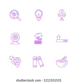 Set of 9 icons, for web, internet, mobile apps, interface design: business, finance, shopping, communication, fitness, computer, media, transportation, travel, easter, christmas, summer, device