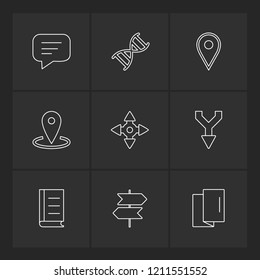 Set of 9 icons, for web, internet, mobile apps, interface design: business, finance, shopping, communication, fitness, computer, media, transportation, travel, easter, christmas, summer, device
