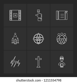 Set of 9 icons, for web, internet, mobile apps, interface design: business, finance, shopping, communication, fitness, computer, media, transportation, travel, easter, christmas, summer, device