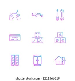 Set of 9 icons, for web, internet, mobile apps, interface design: business, finance, shopping, communication, fitness, computer, media, transportation, travel, easter, christmas, summer, device