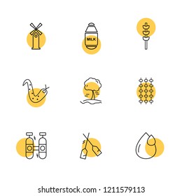 Set of 9 icons, for web, internet, mobile apps, interface design: business, finance, shopping, communication, fitness, computer, media, transportation, travel, easter, christmas, summer, device
