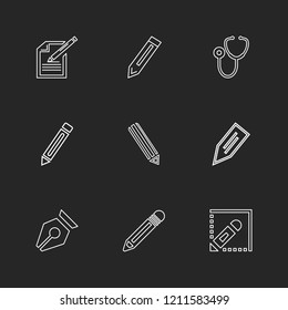 Set of 9 icons, for web, internet, mobile apps, interface design: business, finance, shopping, communication, fitness, computer, media, transportation, travel, easter, christmas, summer, device