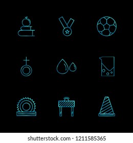 Set of 9 icons, for web, internet, mobile apps, interface design: business, finance, shopping, communication, fitness, computer, media, transportation, travel, easter, christmas, summer, device