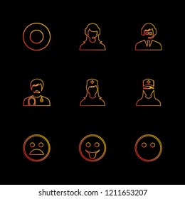 Set of 9 icons, for web, internet, mobile apps, interface design: business, finance, shopping, communication, fitness, computer, media, transportation, travel, easter, christmas, summer, device